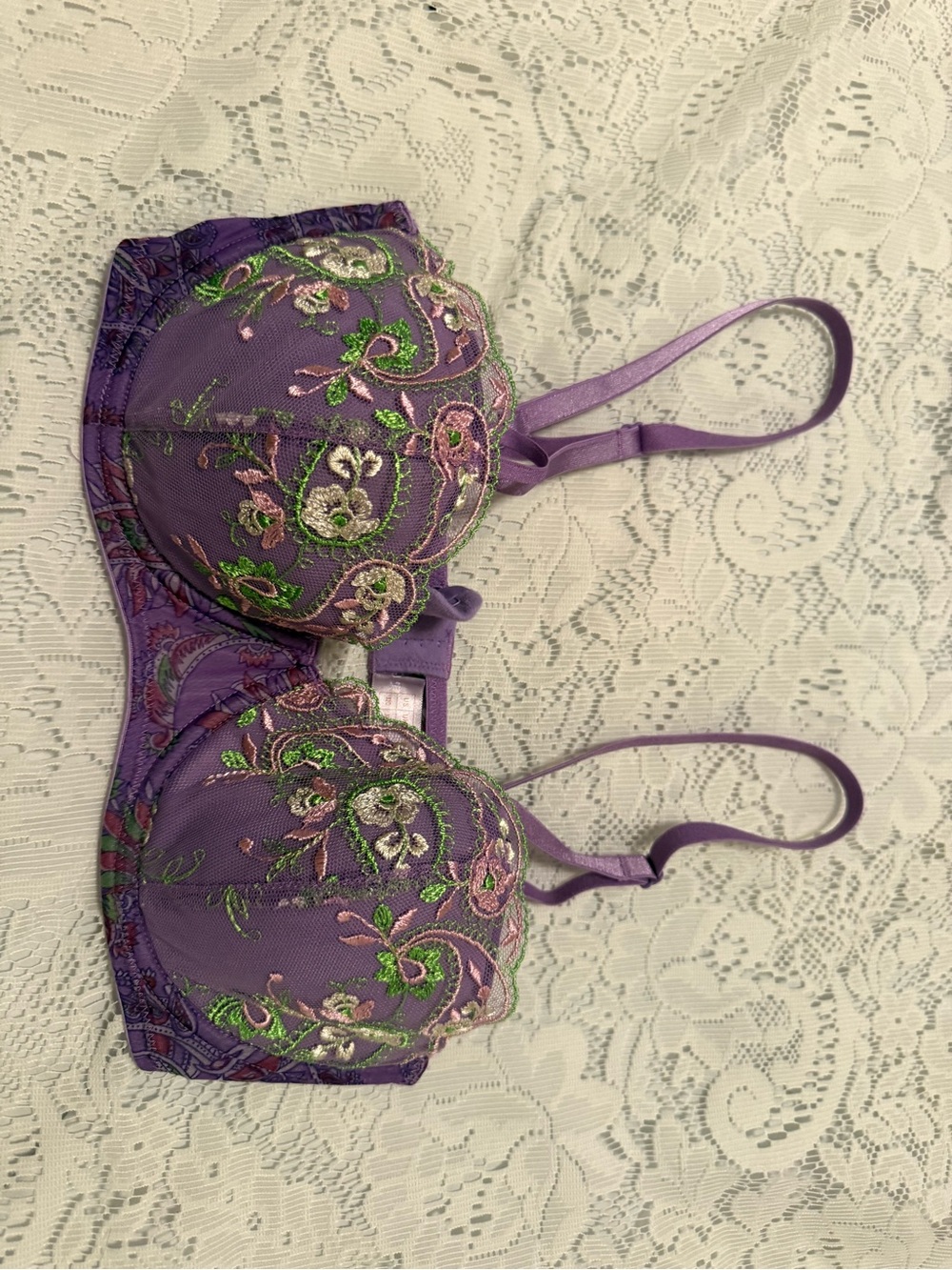Savage X Fenty Purple Floral Embroidered Underwire Bra